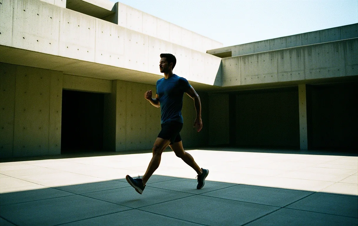 The mechanics of human momentum in a minimalist urban setting